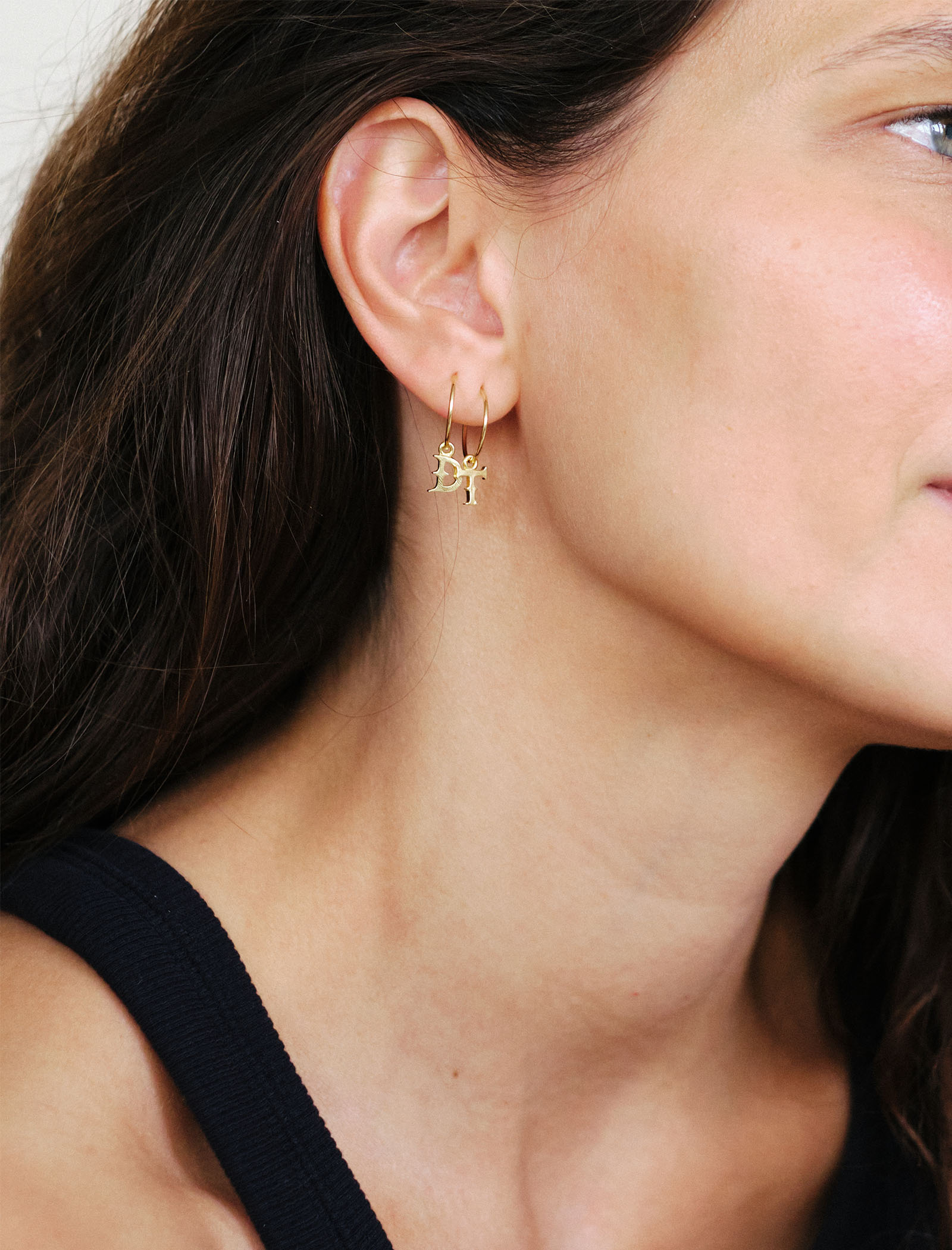 Alphabet Hoops gold-plated